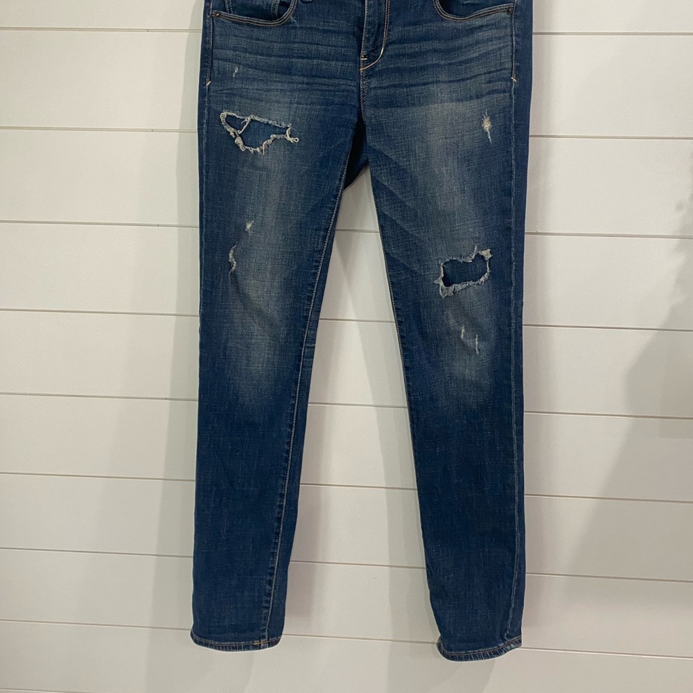 American Eagle Outfitters Dark Blue Distressed Skinny Jeans